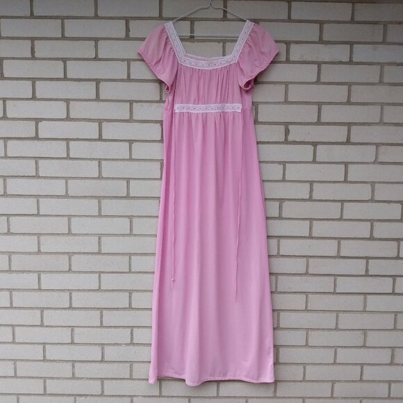 Vintage Purple Nylon Nightgown Long Nightie 31"B Medium Empire Waist - Picture 1 of 12